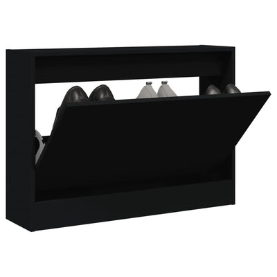 Kenkäkaappi musta 80x21x57 cm tekninen puu