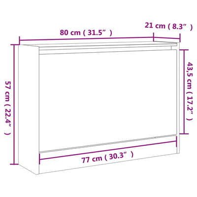 Kenkäkaappi harmaa Sonoma 80x21x57 cm tekninen puu