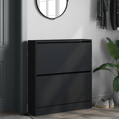 Kenkäkaappi musta 80x21x87,5 cm tekninen puu