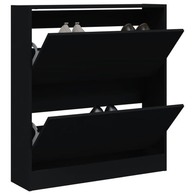 Kenkäkaappi musta 80x21x87,5 cm tekninen puu
