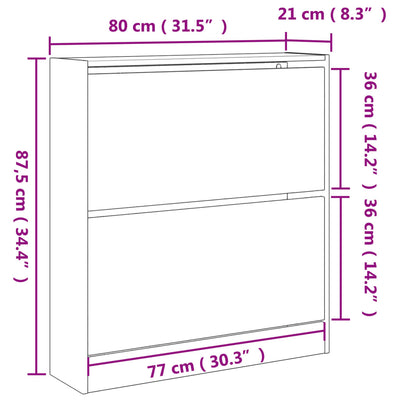 Kenkäkaappi harmaa Sonoma 80x21x87,5 cm tekninen puu