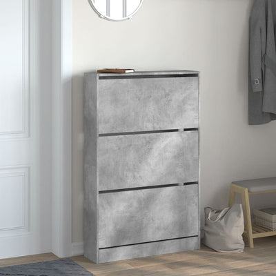 Kenkäkaappi betoninharmaa 80x21x125,5 cm tekninen puu