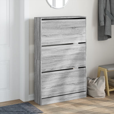 Kenkäkaappi harmaa Sonoma 80x21x125,5 cm tekninen puu