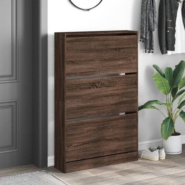 Kenkäkaappi ruskea tammi 80x21x125,5 cm tekninen puu