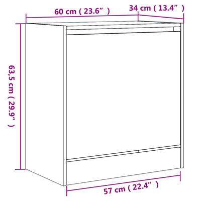 Kenkäkaappi ruskea tammi 60x34x63,5 cm tekninen puu