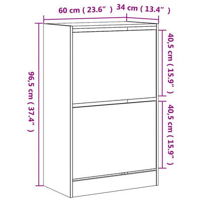 Kenkäkaappi betoninharmaa 60x34x96,5 cm tekninen puu