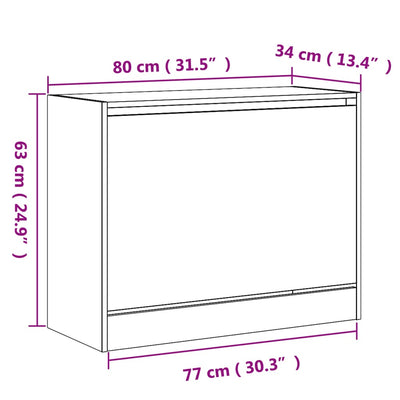 Kenkäkaappi ruskea tammi 80x34x63 cm tekninen puu