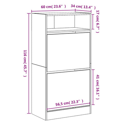 Kenkäkaappi Sonoma-tammi 60x34x116 cm tekninen puu
