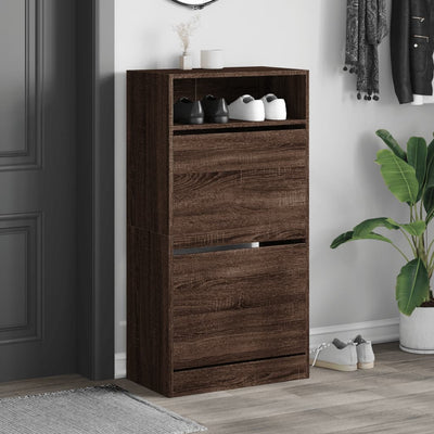 Kenkäkaappi ruskea tammi 60x34x116 cm tekninen puu