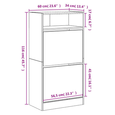 Kenkäkaappi ruskea tammi 60x34x116 cm tekninen puu