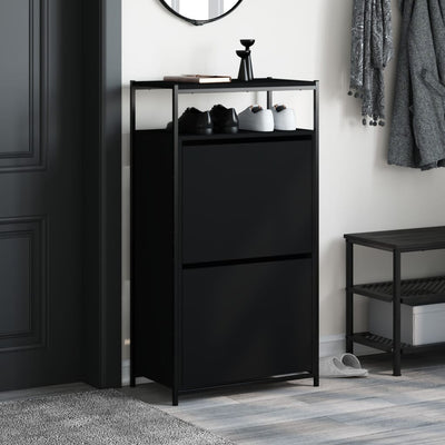 Kenkäkaappi musta 60x34x112 cm tekninen puu
