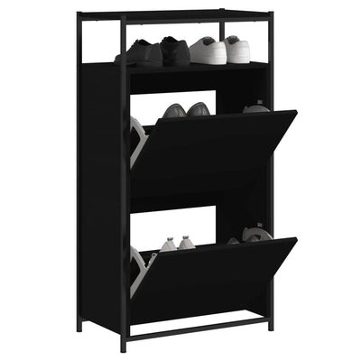 Kenkäkaappi musta 60x34x112 cm tekninen puu