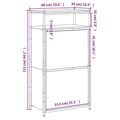 Kenkäkaappi ruskea tammi 60x34x112 cm tekninen puu