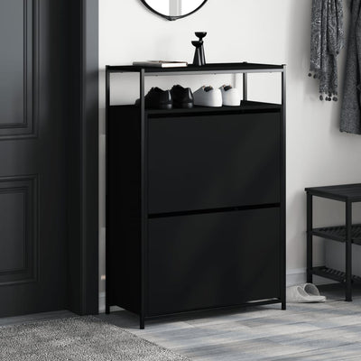 Kenkäkaappi musta 75x34x112 cm tekninen puu