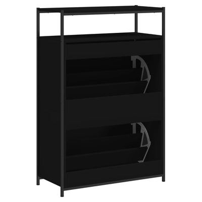 Kenkäkaappi musta 75x34x112 cm tekninen puu