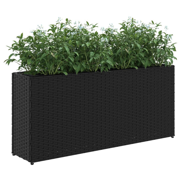 Ulkokukkalaatikko 2 ruukulla musta 90x20x40 cm polyrottinki