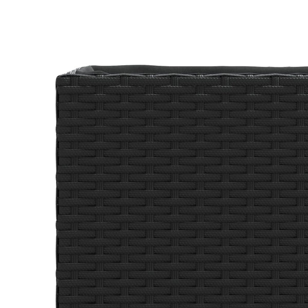 Ulkokukkalaatikko 3 ruukulla musta 105x30x32 cm polyrottinki