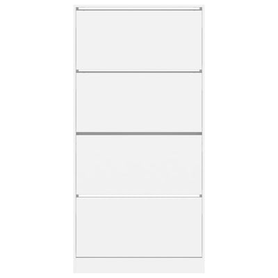 Valkoinen kenkäkaappi Antim 80x21x163,5cm (4 kääntölaatikolla)