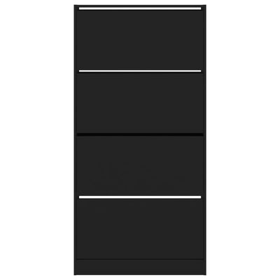 Musta kenkäkaappi Antim 80x21x163,5cm (4 kääntölaatikolla)