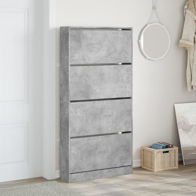 Kenkäkaappi 4 kääntölaatikolla betoninharmaa 80x21x163,5 cm