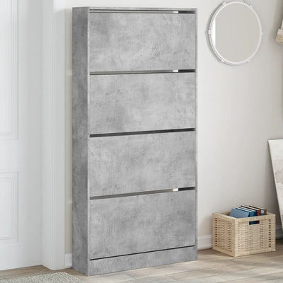 Kenkäkaappi 4 kääntölaatikolla betoninharmaa 80x21x163,5 cm