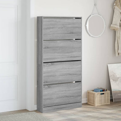 Kenkäkaappi 4 kääntölaatikolla harmaa Sonoma 80x21x163,5 cm
