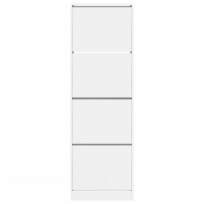 Valkoinen kenkäkaappi Antim 60x34x187,5cm (4 kääntölaatikolla)
