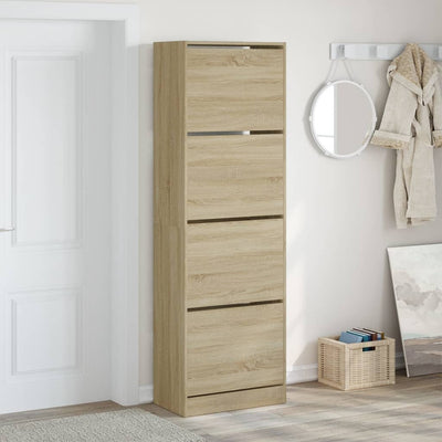 Kenkäkaappi 4 kääntölaatikolla Sonoma-tammi 60x34x187,5 cm