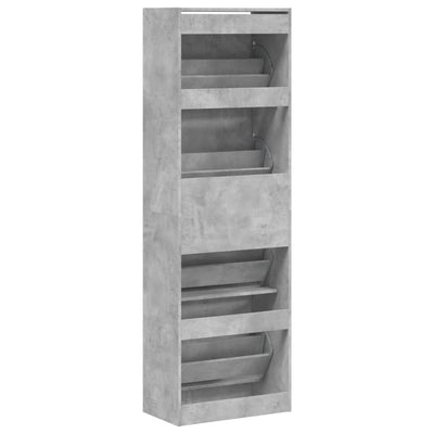 Kenkäkaappi 4 kääntölaatikolla betoninharmaa 60x34x187,5 cm