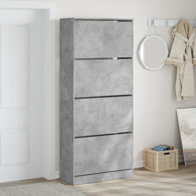 Kenkäkaappi 4 kääntölaatikolla betoninharmaa 80x34x187,5 cm