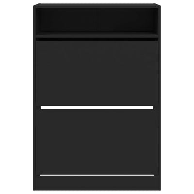 Musta kenkäkaappi Licuta 80x34x116cm (2 kääntölaatikolla)