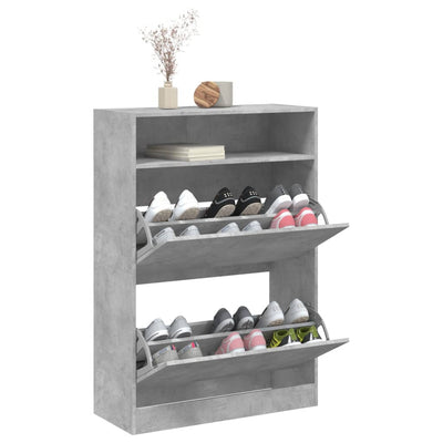 Kenkäkaappi 2 kääntölaatikolla betoninharmaa 80x34x116 cm
