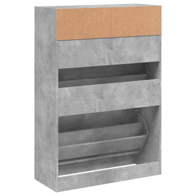 Kenkäkaappi 2 kääntölaatikolla betoninharmaa 80x34x116 cm