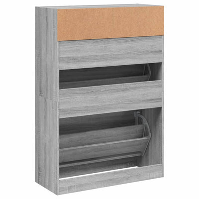 Kenkäkaappi 2 kääntölaatikolla harmaa Sonoma 80x34x116 cm