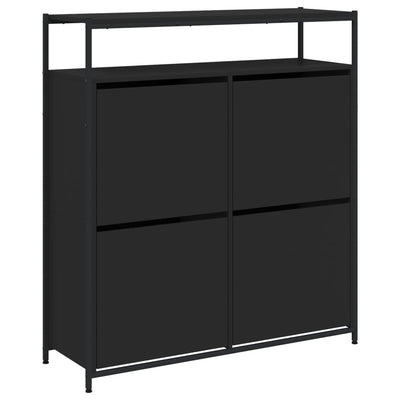 Kenkäkaappi 4 kääntölaatikolla musta 100x34x112 cm