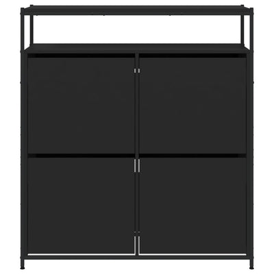 Kenkäkaappi 4 kääntölaatikolla musta 100x34x112 cm