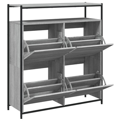 Kenkäkaappi 4 kääntölaatikolla harmaa Sonoma 100x34x112 cm