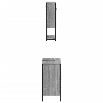 Harmaa kylpyhuoneen kalustesarja Irwin (2-osainen, sonoma puinen)