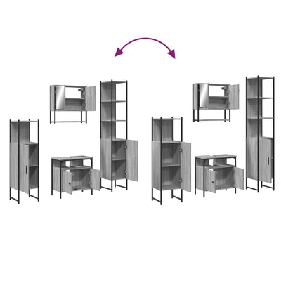 Harmaa kylpyhuoneen kalustesarja Zadi 4-osainen (sonoma puinen)