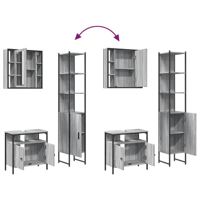 Harmaa kylpyhuoneen kaappisarja Bastille 3-osainen (sonoma puinen)