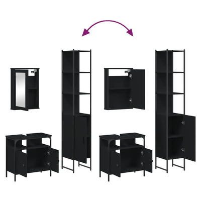 Musta kylpyhuonekalustesarja Kandice (3-osainen, puinen)