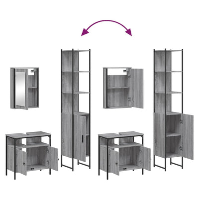 Harmaa kylpyhuoneen kalustesarja Kandice 3-osainen (sonoma puinen)