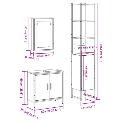 Kylpyhuoneen kalustesarja Mandalena 3-osainen (savutammi puinen)