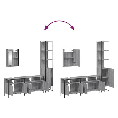 Harmaa kylpyhuoneen kalustesarja Gligore 4-osainen (sonoma puinen)
