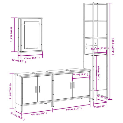 Musta kylpyhuonekalustesarja Michael (4-osainen, puinen)