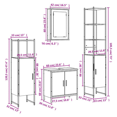 Musta kylpyhuonekalustesarja Vinera (4-osainen, puinen)