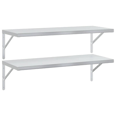 Hopea seinähyllyt Niolina 100x40cm (2 kpl ruostumaton teräs)
