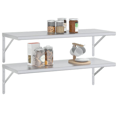 Hopea seinähyllyt Niolina 100x40cm (2 kpl ruostumaton teräs)