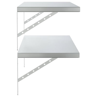 Hopea seinähyllyt Niolina 100x40cm (2 kpl ruostumaton teräs)