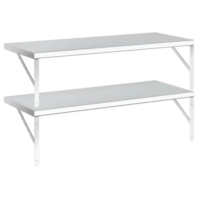 Hopea seinähyllyt Niolina 100x40cm (2 kpl ruostumaton teräs)